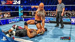 WWE2K24 THE ROCK VS SOLO SIKOA SMACKDOWN | WWE2KMODS