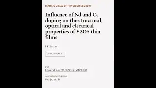 Influence of Nd and Ce doping on the structural, optical and electrical properties of... | RTCL.TV