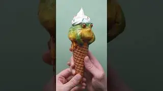Ice Cream Frog - painting vs sculpture! #art #shorts #sculpture