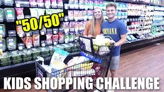 KIDS SHOPPING CHALLENGE | LETTING OUR 21-YEAR-OLD SHOP FOR OUR FAMILY GROCERIES 50/50 Grocery  Haul