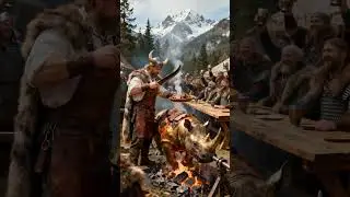 🦏 Viking Chef Slices Giant Rhino Feast &ndash; Daylight Nordic Scene 🔥🍖