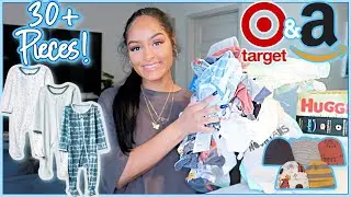 HUGE NEWBORN BABY BOY CLOTHING HAUL | SUPER Affordable Baby Boy Haul Amazon + Target