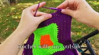 Crochet With Me For An Hour | Cozy Outdoor Vibes & Relaxing Nature Sounds | Halloween Afghan