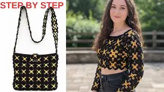 ​Beautiful Black and Yellow Crochet Flower Pattern for Beginners#crochet #handmade 