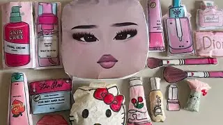 Pink Roblox Face Makeup ASMR – So Relaxing!😶‍🌫️🧴🧴🎀🎀#asmr #roblox #paperasmr #mukbang #relaxingsounds