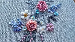 Purple flower woven from thread -  Embroidery Cute Flower