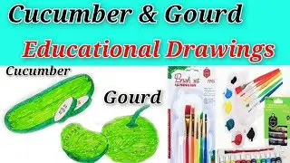 Cucumber & Gourd Drawing vegetables | Easy educational kids art Uk