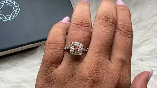 Pink Princess Cut Double Halo Engagement Ring @ourosjewels