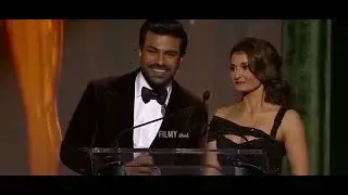 Ram Charan Making Fun With Hollywood Anchor  HCAOscars: RRR's Naatu Naatu song
