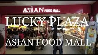 Asian Food Mall at Lucky Plaza Basement Level. Sunday Lunch. Many Stalls. Vibrant. Crowded.