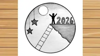 Happy new year 2026 drawing | Easy drawing | New year 2026 drawing | Pencil drawing step by step 