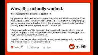 Reddit Superbowl Ad 2021 - all 5 seconds