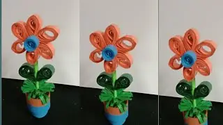 How to make paper quilling flower | DIY paper craft | paper quilling flower pot DIY