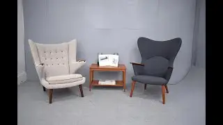Hans Wegner design Papa Bear armchair in grey boucle