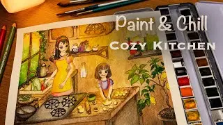 Расслабляющий процесс рисования акварелью 🎨 Cozy Kitchen Sanctuary