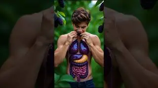Watch mulberries digest inside the body in 3D &mdash; science made visual!#anatomy #humanbody #animation