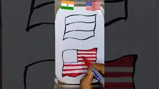 India vs USA Flag drawing 🇮🇳🇺🇲 Independence day Republic day drawing #shorts #art #howtodraw