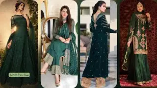 Stylish Bottle Green Dress Designing Ideas 2023 | |New Dark Green Colour Dresses|