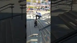 SW double Tre Flip down the Santa Monica Triple Set @shanejoneill