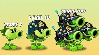 PvZ 2 Challenge - All Peashooter Plants level 100 Vs 100 Brickhead Zombies - Who is best plant?