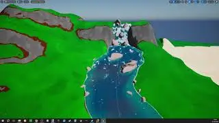 River with waterfall - one spline, one material