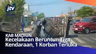 Kab Madiun - Kecelakaan Beruntun Tiga Kendaraan, 1 Korban Terluka