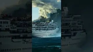 Massive Wave Chasing a Ship&mdash;Will It Escape? #waves #ship #escape