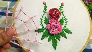Amazing Flower Craft Ideas With Cotton Buds//Easy Rose Making// Hand Embroidery