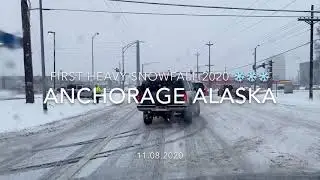 Snow driving from Northern Lights Rd to Dimond | First heavy snowfall 2020 | Anchorage Alaska