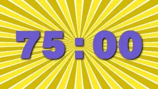 75 minutes Silent Countdown Timer | Bold Blue Font on Yellow Radial Background | No Music, No Sounds