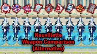 Neuvillette Weapon Comparison | Miliastra Wonderland Damage Test | Genshin Impact