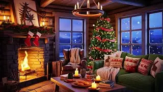 Instrumental Christmas Music with Cracking Fireplace - Cozy Christmas Ambience