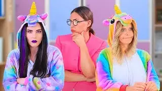¡Desafío De Unicornio Buena vs Unicornio Mala!/ 10 Increíbles Ideas De Útiles Escolares De Unicornio