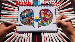 Ohuhu brush vs fine marker review and doodle (vexx inspired)