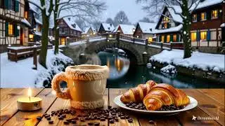 Winter Caf&eacute; Jazz ❄️☕ Cozy Snowfall by the Canal | Christmas Coffee Ambience