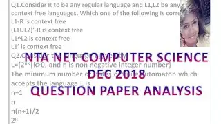 NTA UGC NET December 2018 Computer Science Paper Solution Q1, Q2