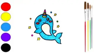 How To Draw A Unicorn Fish | Fish Drawing Easy Step By Step | Cute Fish Drawing & Colouring For Kids