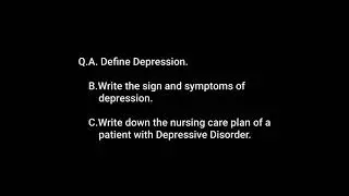#5 nursingCare plan for DEPRESSION## importent long question answer ##15 marks##Mental Health &Psy.N