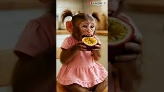 Cute Baby Monkey Laughing & Eating Passion Fruit 😂🐒