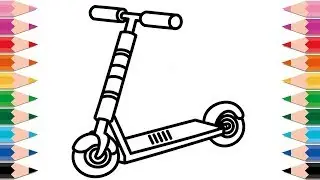 How to Draw Scooter Coloring Pages Learn Colors for Kids Happy Family