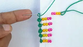 Bread stitch border design with beads hand embroidery border lace design