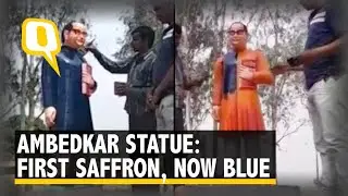 Ambedkar Statue Painted Blue From Saffron Allegedly By BSP Leader