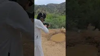 Target Hitting On Shooting Range With 308 Bore Saiga