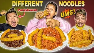 THREE DIFFERENT TYPE NOODLES CHALLENGE | Hair Pulling Punishment 😂 | 2x Spicy 🥵 Noodle | TIKASUMAN