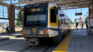 SacRT Light Rail 1-Car CAF SRV-I 205 Southbound Green Line Train Township 9 to 7th & Capitol