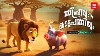 സിംഹവും കാട്ടുപന്നിയും | MKid | The Lion and the Wild Boar | Malayalam Story for Kids | Lion Story