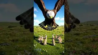 A fantastic eagle hunt over dancing rabbits