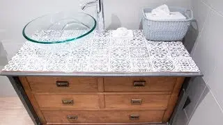 Renovar mueble de baño con encimera de baldosas - Decogarden