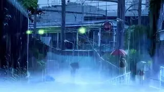 anime visuals w/ rain & lofi