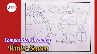 Winter season drawing easy| How to draw Winter Season | Winter Scenery drawing easy